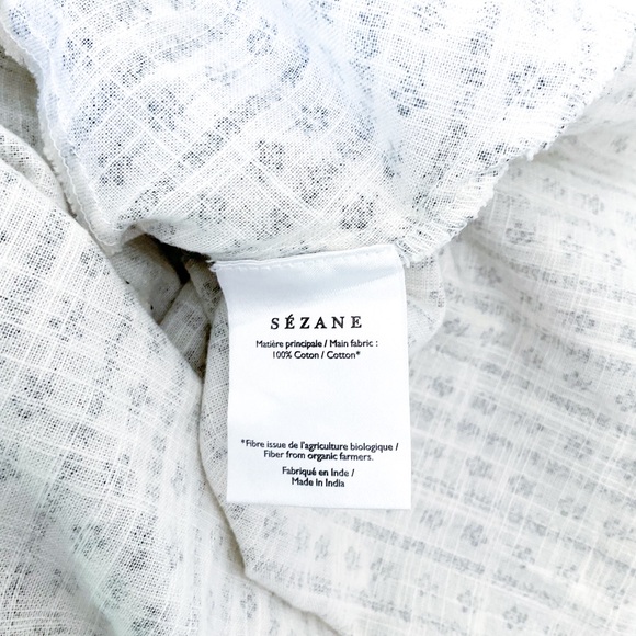 Sezane Jeanne Dress Shirt Dress Off White Black Flowers 34 US 2 - Picture 5 of 7